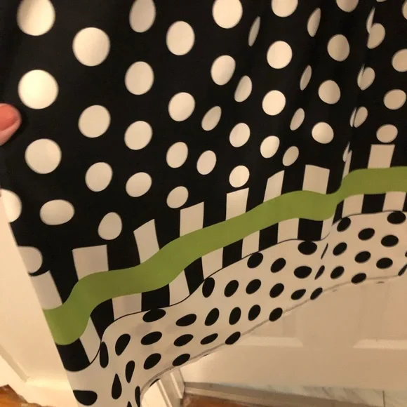 NWOT Black and White polka dot sun dress, with green stripe at hem XL NWOT - Picture 5 of 10